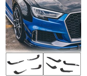 Накладки на передній бампер V2 (для RS3 SD 2017-2020, Карбон) для Ауди A3 рр