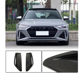 Накладки на передній бампер (для RS6, Карбон) для Ауди A6 C8 2018- рр