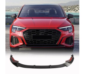 Накладка на передній бампер Lip (для S-Line SD 2020-2023, Карбон) для Ауди A3 2020- рр