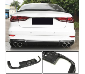 Дифузор заднього бампера V5 (для S-Line SD 2017-2020, Карбон) для Ауди A3 рр