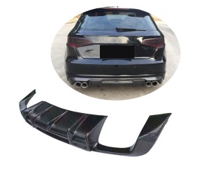 Дифузор заднього бампера V1 (для S-Line HB 2012-2016, Карбон) для Ауди A3 рр