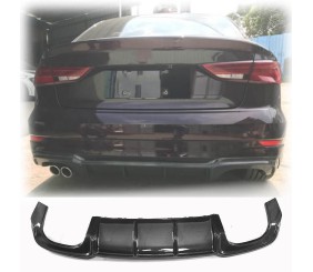 Дифузор заднього бампера V4 (для S-Line SD 2017-2020, Карбон) для Ауди A3 рр
