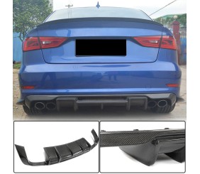 Дифузор заднього бампера V1 (для S-Line SD 2012-2016, Карбон) для Ауди A3 рр