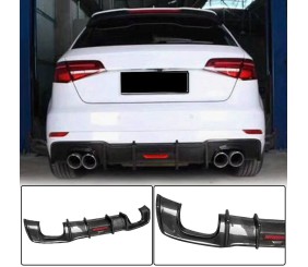Дифузор заднього бампера V1 (для S-Line HB 2017-2020, Карбон) для Ауди A3 рр