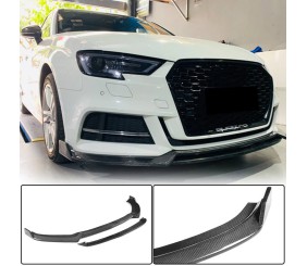 Накладка на передній бампер Lip V4 (для S-Line SD 2017-2020, Карбон) для Ауди A3 рр