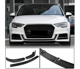 Накладка на передній бампер Lip V2 (для S-Line SD 2017-2020, Карбон) для Ауди A3 рр