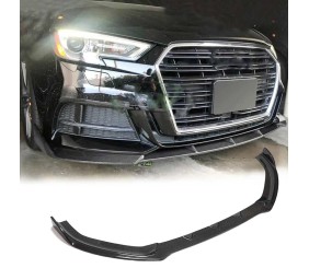 Накладка на передній бампер Lip V1 (для S-Line 2017-2020 SD, Карбон) для Ауди A3 рр