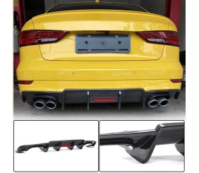 Дифузор заднього бампера V3 (для S-Line SD 2017-2020, Карбон) для Ауди A3 рр