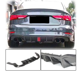 Дифузор заднього бампера V2 (для S-Line SD 2017-2020, Карбон) для Ауди A3 рр