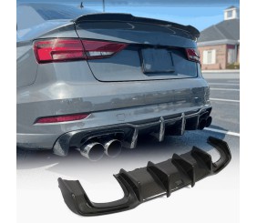 Дифузор заднього бампера V1 (для S-Line SD 2017-2020, Карбон) для Ауди A3 рр