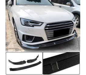 Накладка на передній бампер Lip V1 (для S-Line SD 2015-2019, Карбон) для Ауди A4 B9 рр