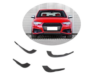 Накладки на передній бампер V3 (для S-Line SD 2015-2019, Карбон) для Ауди A4 B9 рр