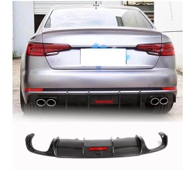 Дифузор заднього бампера V1 (для S-Line SD 2015-2019, Карбон) для Ауди A4 B9 рр