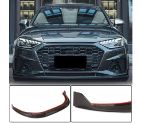 Накладка на передній бампер Lip V1 (для S-Line SD 2019-2024, Карбон) для Ауди A4 B9 рр