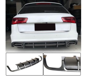 Дифузор заднього бампера (для S-Line SW 2014-2018, Карбон) для Ауди A6 C7 рр