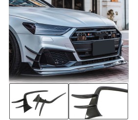 Накладки на передній бампер (для S-Line 2018-2022, Карбон) для Ауди A7 2018- рр