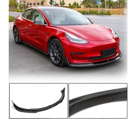 Накладка на передній бампер Lip V1 (2017-2023, Карбон) для Tesla Model 3 2017- рр