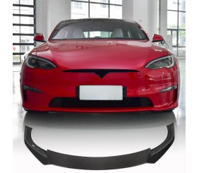 Накладка на передній бампер Lip V1 (2021-2026, Карбон) для Tesla Model S 2012- рр