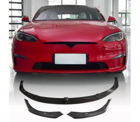 Накладка на передній бампер Lip V2 (2021-2026, Карбон) для Tesla Model S 2012- рр