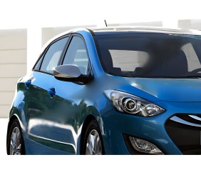 Накладки на дзеркала без поворотника (2 шт., нерж.) OmsaLine - Італійська нержавійка для Hyundai I-30 2012-2017 рр