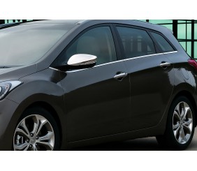 Накладки на дзеркала з вирізом під поворот (2 шт) ABS - Хромований пластик для Hyundai I-30 2012-2017 рр