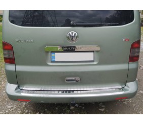 Накладка на задній бампер з загином (Omsa, нерж) Глянцева для Volkswagen T5 Caravelle 2004-2010 рр