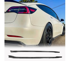 Накладки на пороги V2 (2017-2023, Карбон) для Tesla Model 3 2017- рр