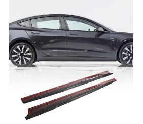 Накладки на пороги V1 (2017-2023, Карбон) для Tesla Model 3 2017- рр