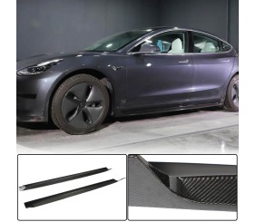 Накладки на пороги V4 (2017-2023, Карбон) для Tesla Model 3 2017- рр