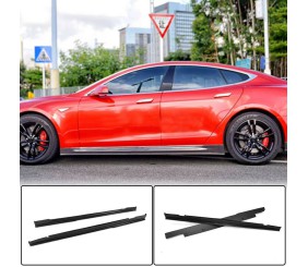 Накладки на пороги V1 (2014-2021, Карбон) для Tesla Model S 2012- рр