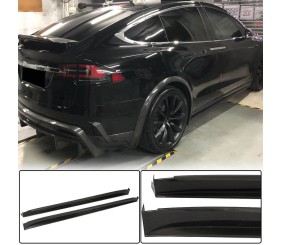 Накладки на пороги (2015-2021, Карбон) для Tesla Model X 2015- рр