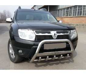 Кенгурятник з написом WT004 (нерж.) для Renault Duster 2008-2017 рр