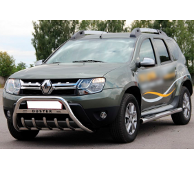 Бічні труби з вставками (2 шт., нерж.) для Renault Duster 2008-2017 рр