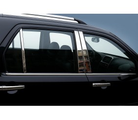 Молдинг дверних стійок (6 шт, нерж.) для Honda CRV 2001-2006 рр