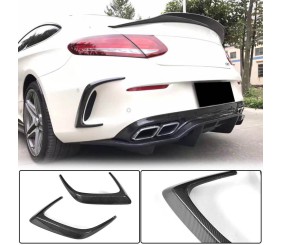 Накладки на задній бампер (для купе/кабріолет C63 AMG 2015-2019, Карбон) для Mercedes C-сlass W205 рр
