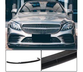 Накладка на передній бампер Lip V1 (для C43 AMG 2019-2021, Карбон) для Mercedes C-сlass W205 рр