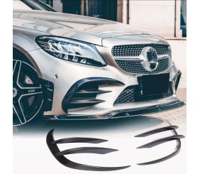 Накладки на передній бампер V1 (для C43 AMG 2019-2021, Карбон) для Mercedes C-сlass W205 рр
