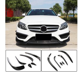 Накладки на передній бампер (для C43 AMG 2015-2019, Карбон) для Mercedes C-сlass W205 рр