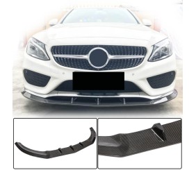 Накладка на передній бампер Lip V3 (для C43 AMG 2015-2019, Карбон) для Mercedes C-сlass W205 рр