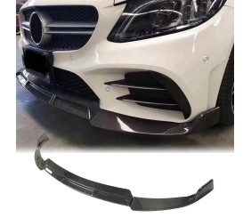 Накладка на передній бампер Lip V3 (для C43 AMG 2019-2021, Карбон) для Mercedes C-сlass W205 рр