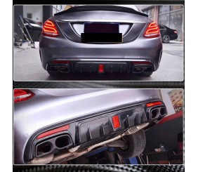 Дифузор заднього бампера V2 (для SD C43/C63 AMG 2015-2019, Карбон) для Mercedes C-сlass W205 рр