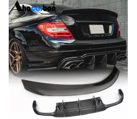 Спойлер з дифузором заднього бампера (для C63 AMG 2012-2014, Карбон) для Mercedes C-class W204 рр