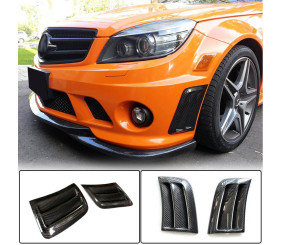 Накладки на передній бампер (для C63 AMG Sedan 2008-2011, Карбон) для Mercedes C-class W204 рр