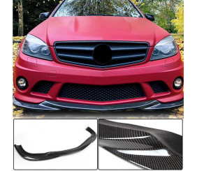 Накладка на передній бампер Lip V3 (для AMG 2008-2011, Карбон) для Mercedes C-class W204 рр