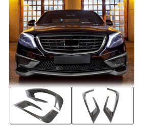 Накладки на передній бампер V1 (для S63 AMG 2014-2017, Карбон) для Mercedes S-сlass W222 рр
