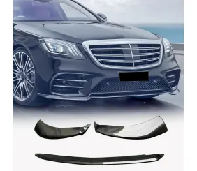 Накладка на передній бампер Lip (для AMG-Line 2018-2022, Карбон) для Mercedes S-сlass W222 рр