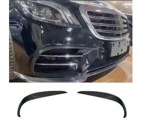 Накладки на передній бампер V2 (для S63 AMG 2014-2017, Карбон) для Mercedes S-сlass W222 рр