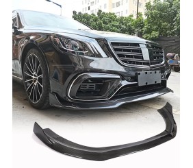 Накладка на передній бампер Lip (для S63/S65 AMG 2018-2022, Карбон) для Mercedes S-сlass W222 рр