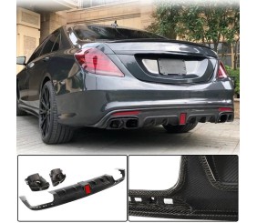 Дифузор заднього бампера з насадками (для S63 AMG 2014-2017, Карбон) для Mercedes S-сlass W222 рр