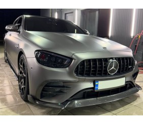 Накладка на передній бампер Lip (для AMG-Line 2020-2023, Карбон) для Mercedes E-сlass W213 рр